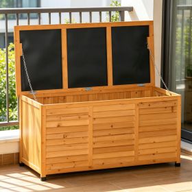75 Gallon Wooden Deck Box Outdoor Storage Container with Aerating Gap And Weather-Fighting Finish Yellow