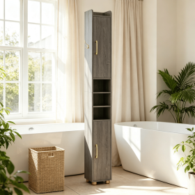 Narrow Bathroom Storage Cabinet Open Shelves Toilet Paper Holder Wall Mounted Organizer for Small Bathrooms