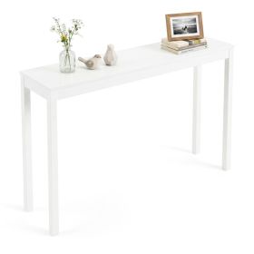 48" Solid Wood Leg Console Table, Narrow Farmhouse Entryway Table for Hallway & Sofa - White