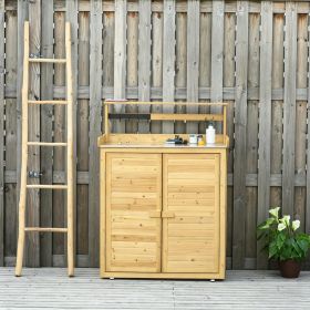 Outdoor Backyard Garden Tool Storage Shed with Potting Bench Large Interior 2Magnetic Close Doors for Organization And Convenience