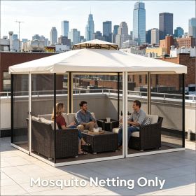 Cream Replacement Mesh Sidewall Netting for 10' X 12' Gazebos And Canopy Tents with Zippers Compatible (Sidewall Only)