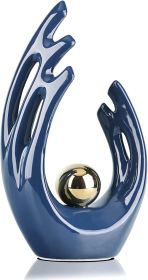 12" H Navy Blue Aesthetic Room Decor Accent, TV Stand Funky Table Centerpiece, Abstract Art Ceramic Statue and Sculpture, Blue Decor for Living R