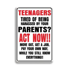 CIFbuy Funny Teenager Bored With Parents Metal Aluminum Sign Vintage Wall Decor for Man Cave Office Garage Bar 8x12 Inches (TikTok