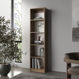 Beaver Balley Bookcase with Open Storage and 5 Shelves, Natural Oak and White
