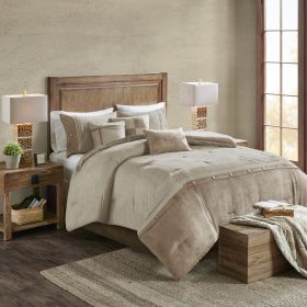 7 Piece Faux Suede Comforter Set Tan Queen