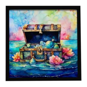 Treasure Chest Framed Metal Print Bathroom, Kitchen, Office, Home Decor Wall Art Ready to Hang, Square, 8X8