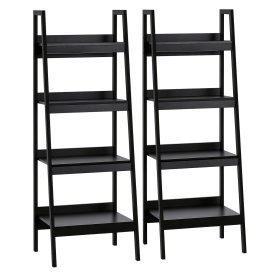 Set of 2, 4 Tier Ladder Shelf Bookcase, Multi-Use Display Rack, Storage Shelving Unit Display Stand, Flower Plant Stand, Home Office Furniture, B