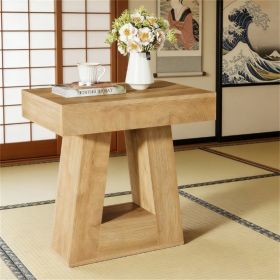 Modern Double-Deck Nightstand with Trapezoidal Foot in Natural Wood Optics Furniture for Bedroom