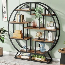 150cm round Bookshelf  with Shifted Shelves Full Circle Bookcase for Home Office Organization And Decor