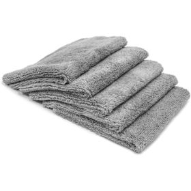 Elite Edgeless Two-Pile Microfiber Detailing Towel, All-Purpose Detail Rag, Polishing, Buffing, Window, Glass, Waterless, Rinseless And Car Wash (Option: Gray)