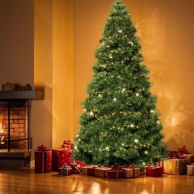 Pre-lit Artificial Christmas Tree, Prelighted Green Artificial Hinged Spruce Xmas Tree With 347 Branch Tips, 120 Incandescent Lights (Option: 6FTGreen)
