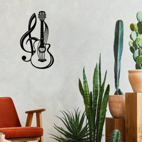 Vintage Black Electric Guitar Wall Art - Gothic & Grunge Decor (Option: Wrought iron decoration)