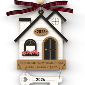 Housewarming Gifts New Home Wooden Ornament 2026 New Beginning Presents For Women Couple House Owners (Option: MULTICOLOR)