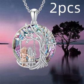 Fashion Little Girl Tree Of Life Pendant Personality (Color: 2pcs Silver)