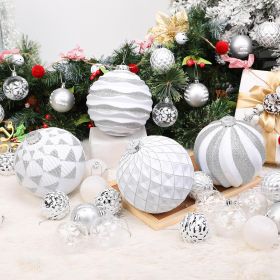6''/150mm Large Christmas Ball Ornaments, 4Pcs Christmas Tree Decor, Shatterproof Hanging Decorations with Hooks, White & Silver Baubles for Xmas (Color: White Silver)