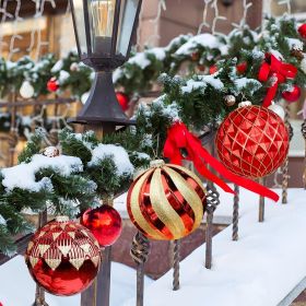 6''/150mm Large Christmas Ball Ornaments, 4Pcs Christmas Tree Decor, Shatterproof Hanging Decorations with Hooks, White & Silver Baubles for Xmas (Color: Red & Gold)