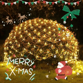 LED Christmas Net Lights Battery Operated 2x3M 192LED Waterproof Mesh Light 8 Modes Christmas Lights for Indoor Outdoor Xmas Party Yard Garden De (quantity: 2pcs)