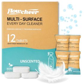 Multi Surface Cleaner Refills -12 Pack All Purpose Cleaning Refill Tablet-Makes 192 Fl Oz Bottles Of Spray Cleaner For Household&Kitchen Cleaning (Option: TanBeige Teal White Black.)
